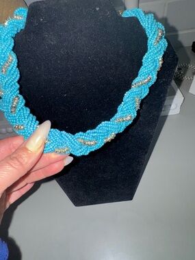 Turquoise Beaded Braided Necklace